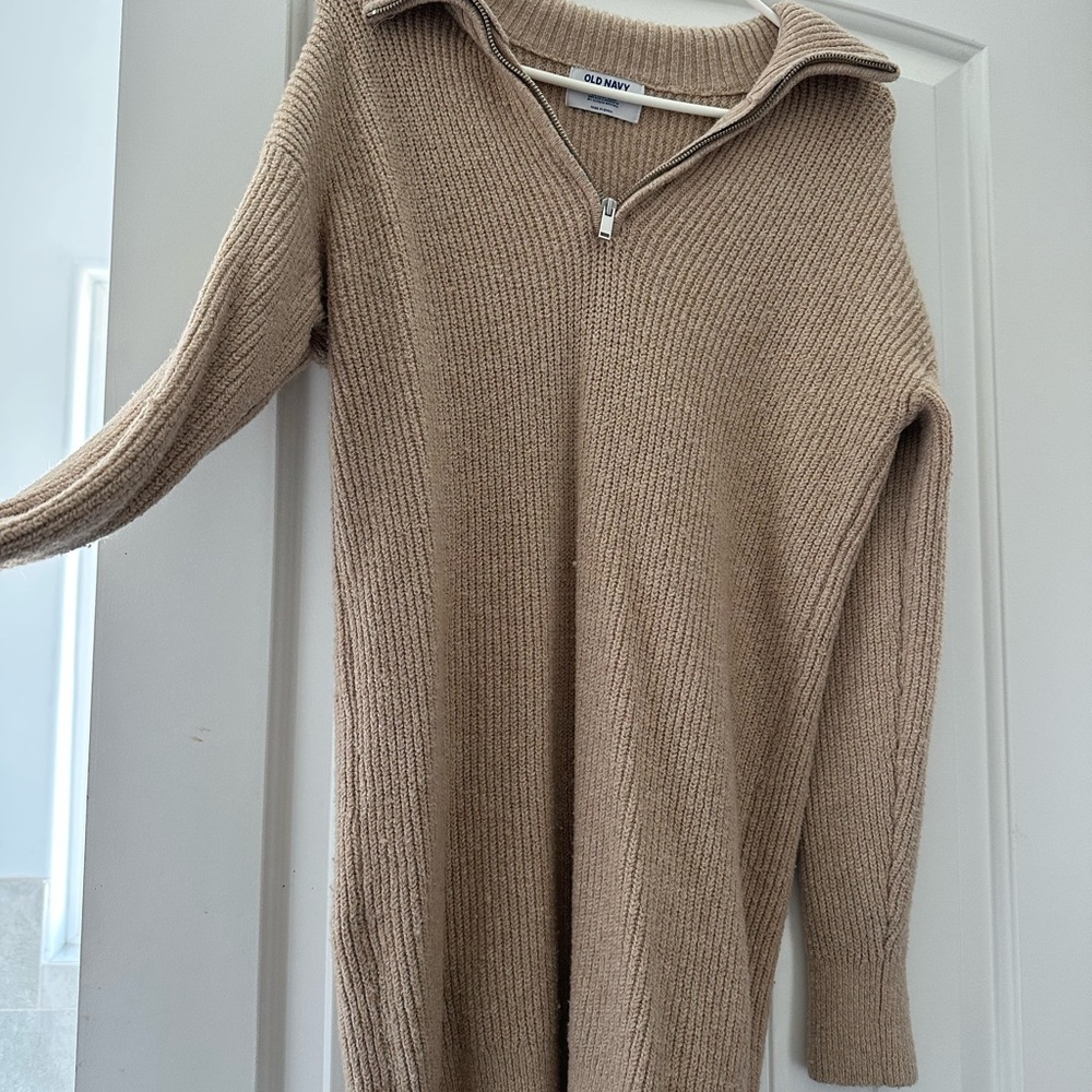 Old Navy Beige Ribbed Knit Dress
